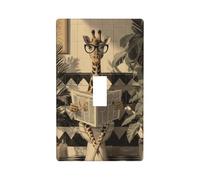 Plaque murale décorative à bascule unique pour cuisine, ferme, chambre à coucher, salle de bain - Motif girafe avec lunettes sur les toilettes