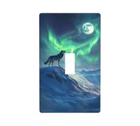 Plaque murale décorative à bascule unique pour cuisine, ferme, chambre à coucher, salle de bain Motif loup hurlant dans la nuit