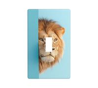 Plaque murale décorative à bascule unique pour cuisine, ferme, chambre à coucher, salle de bain Motif lion derrière bleu