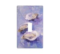 Plaque murale décorative à bascule unique pour cuisine, ferme, chambre à coucher, salle de bain Motif trois huîtres sur lumière bleue abstraite