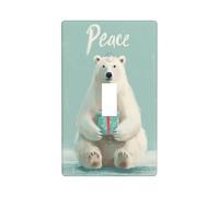 Plaque murale décorative à bascule unique pour cuisine, ferme, chambre à coucher, salle de bain - Ours polaire tenant un petit cadeau emballé