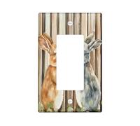 Plaque murale décorative amusante en forme de lapin et carotte - 1 interrupteur à bascule unique - Joli lapin de ferme en bois pour cuisine et salle de bain