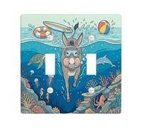 Plaque murale décorative amusante pour interrupteur de plongée en forme d'âne océan, double bascule, plaque de commutation électrique pour chambre