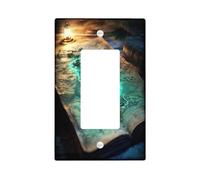 Plaque murale décorative avec carte au trésor magique - 1 interrupteur à bascule - Routes nautiques de l'océan - Plaque murale électrique pour chambre à coucher, salon