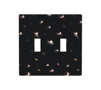 Plaque murale décorative avec double interrupteur - 11,4 x 11,4 cm - Motif yeux humains flottant dans l'obscurité