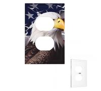 Plaque murale décorative avec drapeau américain - Aigle à tête blanche - Plaque murale décorative - 1 interrupteur à bascule - Pour chambre à coucher, cuisine, salon