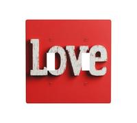 Plaque murale décorative avec inscription « Love On Red » - Taille standard - 11,4 x 11,4 cm