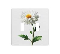 Plaque murale décorative avec motif marguerite blanche avec feuilles - 11,4 x 11,4 cm