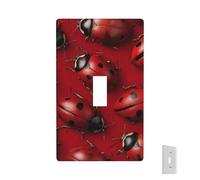 Plaque murale décorative - Coccinelles rouges - 1 interrupteur - Façades électriques de taille standard - Pour cuisine, chambre à coucher
