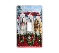 Plaque murale décorative de Noël en forme de chien des Pyrénées - Plaque murale à bascule unique - Plaque frontale électrique amusante pour cuisine, salle de bain, animal de compagnie