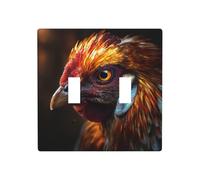 Plaque murale décorative double tête de poulet - 11,4 x 11,4 cm