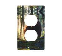 Plaque murale décorative duplex pour prise électrique - Plaque d'interrupteur pour décoration d'intérieur - 4,5 x 7 cm - Ours marron dans la forêt