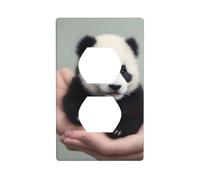 Plaque murale décorative duplex pour prise électrique - Plaque d'interrupteur pour décoration d'intérieur - 11,4 x 7 cm - Image de bébé panda