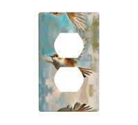 Plaque murale décorative duplex pour prise électrique - Plaque d'interrupteur pour décoration d'intérieur - 11,4 x 7 cm - Imprimé petit oiseau volant