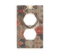 Plaque murale décorative duplex pour prise électrique - Plaque d'interrupteur pour décoration d'intérieur - 11,4 x 7 cm - Gros plan d'empreintes d'œil de chat profondes