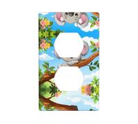 Plaque murale décorative duplex - Prise électrique - Interrupteur de qualité supérieure - Plaque d'interrupteur pour décoration d'intérieur - 11,4 x 7 cm - Koala allongé sur l'arbre