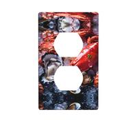 Plaque murale décorative duplex - Prise électrique - Interrupteur de qualité supérieure - Plaque d'interrupteur pour décoration d'intérieur - 11,4 x 7 cm - Fruits de mer imprimés en gros plan