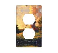 Plaque murale décorative duplex - Prise électrique - Interrupteur de qualité supérieure - Pour décoration d'intérieur - 4,5 x 7 cm - Motif moulin à vent sur la prairie