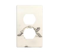 Plaque murale décorative duplex - Prise électrique - Interrupteur de qualité supérieure - Pour décoration d'intérieur - 11,4 x 7 cm - Croquis de la petite tortue imprimée