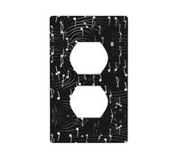 Plaque murale décorative duplex - Prise électrique - Interrupteur de qualité supérieure - Pour décoration d'intérieur - 11,4 x 7 cm - Notes de musique noires imprimées