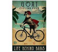 Plaque murale décorative en étain avec inscription « Cycling Club Goat For Home » - 20,3 x 30,5 cm