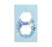 Plaque murale décorative en forme de boule disco bleue pour cuisine, salle de bain, 7 x 11,4 cm