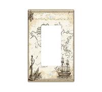 Plaque murale décorative en forme de carte au trésor nautique - 1 interrupteur à bascule unique - Plaque murale vintage - Plaque murale électrique rustique pour chambre à coucher, salon
