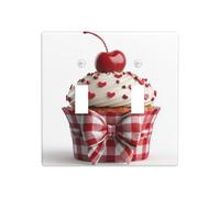 Plaque murale décorative en forme de cerise sur cupcake avec nœud - Taille standard - 11,4 x 11,4 cm