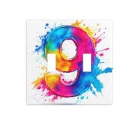 Plaque murale décorative en forme de chiffre 9 - Style artistique coloré - 11,4 x 11,4 cm