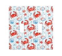 Plaque murale décorative en forme de crabe pour double interrupteur, coquillages nautiques, étoiles de mer, été, rouge, taille standard, pour maison, salon, chambre à coucher, salle de bain