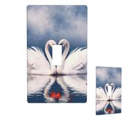 Plaque murale décorative en forme de cœur de couple de cygnes pour la Saint-Valentin - Taille standard - 11,4 x 7 cm