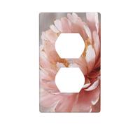 Plaque murale décorative en forme de fleur rose avec bord pailleté doré pour interrupteur de cuisine, salle de bain, taille 7 x 11,4 cm