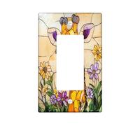 Plaque murale décorative en forme de girafe - 1 interrupteur à bascule unique - En verre teinté floral - Pour cuisine, salle de bain