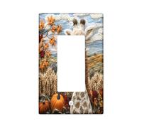 Plaque murale décorative en forme de girafe d'automne à bascule unique, motif citrouilles d'automne pour cuisine, salle de bain, décoration animale