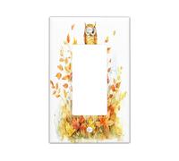 Plaque murale décorative en forme de hibou d'automne pour interrupteur mural à bascule unique, nichoir d'automne, feuille d'érable pour cuisine, salle de bain, décoration amusante