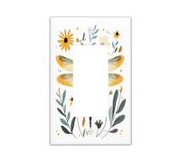 Plaque murale décorative en forme de libellule du milieu du siècle à bascule simple, simple bohémien insecte, plaque frontale électrique pour cuisine, salle de bain, art rétro