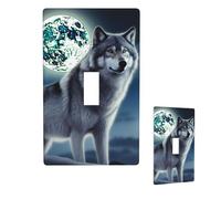 Plaque murale décorative en forme de loup sous la lune - Taille standard - 11,4 x 7 cm