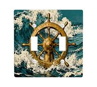 Plaque murale décorative en forme de roue de bateau vintage avec double bascule, plaque de commutation électrique pour chambre à coucher