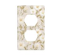 Plaque murale décorative en lin pour interrupteur - Texture neutre - Motif floral - Pour cuisine, salle de bain - Dimensions : 7 x 11,4 cm