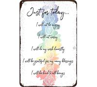 Plaque murale décorative en métal avec 5 principes Reiki et chakra, yoga, méditation, décoration murale rouillée pour garage, bar, maison, ami, cadeau d'anniversaire, 20,3 x 30,5 cm