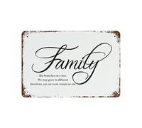 Plaque murale décorative en métal avec inscription « Family Like Branches on A Tree We May Grow in Different Directions, Yet Our Roots Remain As One » - 20,3 x 30,5 cm