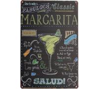 Plaque murale décorative en métal | Comment préparer une fabuleuse margarita classique | Décoration rétro vintage | Décoration amusante pour la maison, la cuisine, le bar, le resta 8x12 pouces