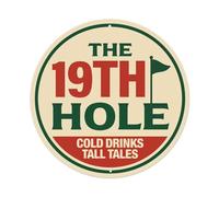 Plaque murale décorative en métal « The 19th Hole Cold Drinks Tall Tales » de style vintage pour maison, bar, jardin, 20,3 x 30,5 cm