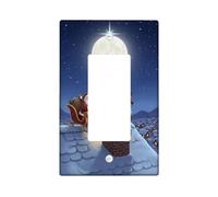 Plaque murale décorative en plastique bleu de taille standard pour interrupteur à bascule, motif Père Noël, renne, lune de Noël, décoration murale pour maison, salon, chambre à coucher, salle de bain
