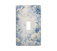 Plaque murale décorative en plastique bleu de taille standard pour interrupteur, motif ours et fleurs florales, colibris de printemps, taille standard pour maison, salon, nouvel appartement (simple)