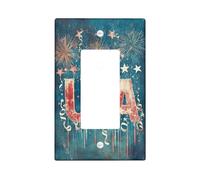 Plaque murale décorative en plastique bleu pour interrupteur à bascule, motif étoiles, feux d'artifice, jour de l'indépendance, taille standard pour maison, salon, chambre à coucher, salle de bain