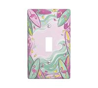 Plaque murale décorative en plastique de taille standard pour interrupteur, planche de surf d'été tropicale, cocktail, pêche, décoration murale pour salon, chambre à coucher, bureau (simple)
