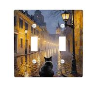 Plaque murale décorative en plastique jaune chaud pour double interrupteur, lanterne de rue vintage romantique, taille standard, pour salon, chambre à coucher, maison, bureau