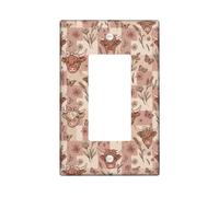 Plaque murale décorative en plastique marron de taille standard pour interrupteur à bascule motif vache rustique fleur papillon automne taille standard pour maison, salon, chambre à coucher, salle de