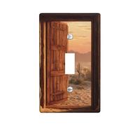 Plaque murale décorative en plastique marron de taille standard pour porte, motif cactus naturel rustique, montagnes, taille standard, pour salon, chambre à coucher, maison, bureau (simple)